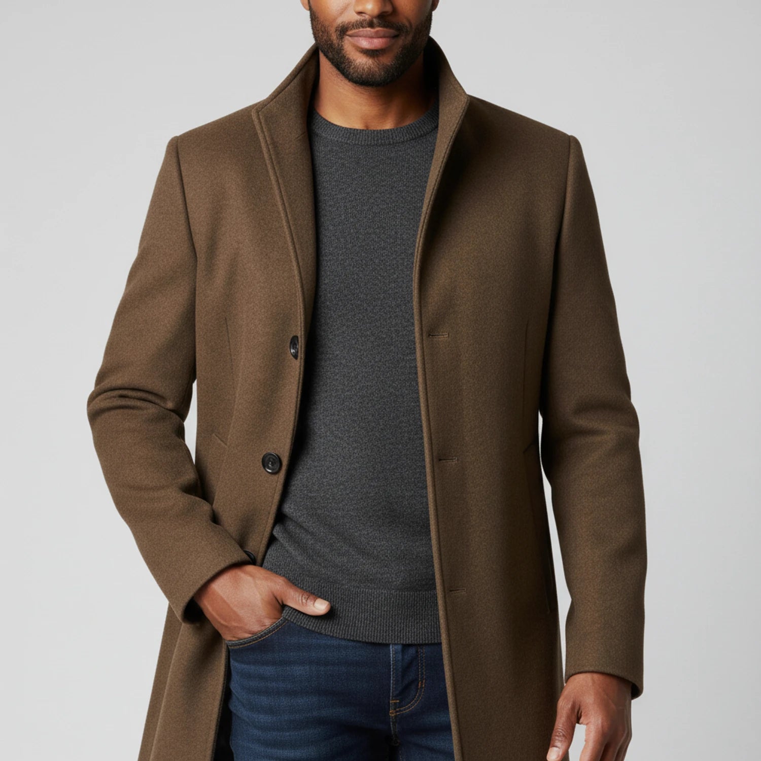 Men's Notched Lapel Overcoat image