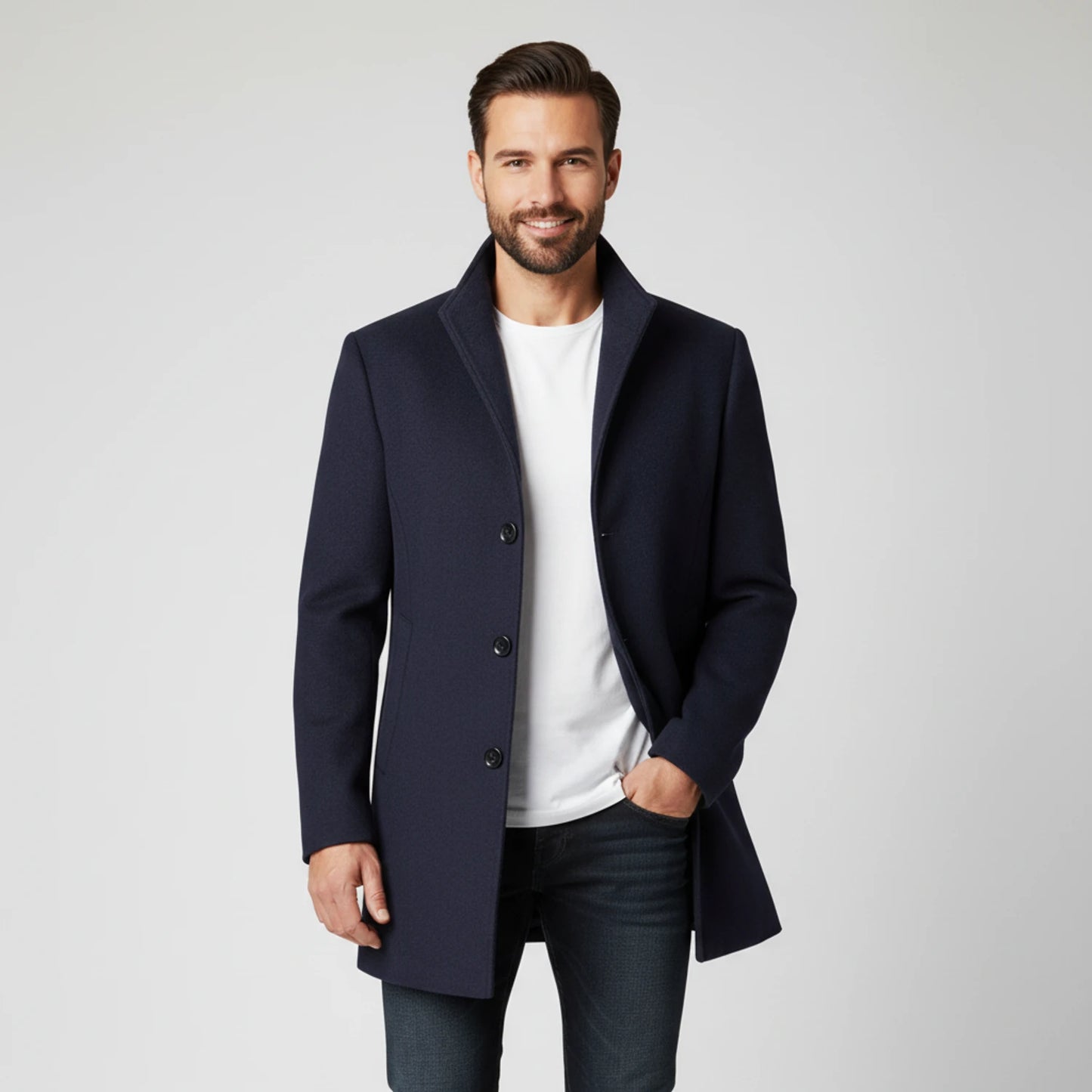 Men's Notched Lapel Overcoat image