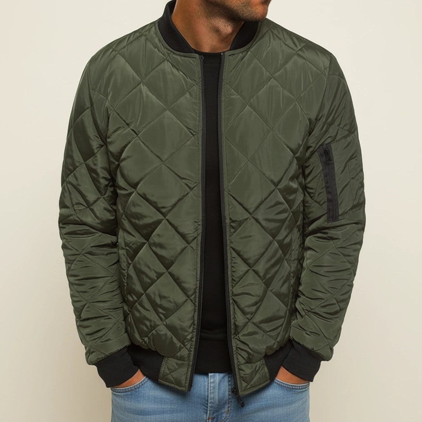 Men's Classic Quilted Bomber Jacket
