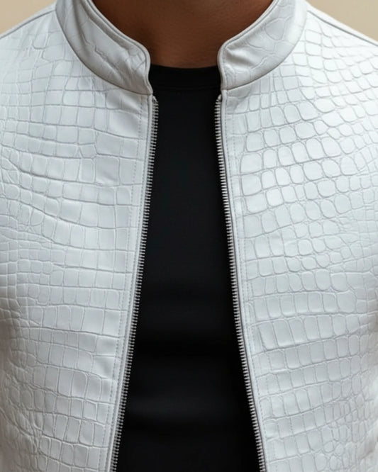 Men's Slim Fit Croc Embossed Jacket