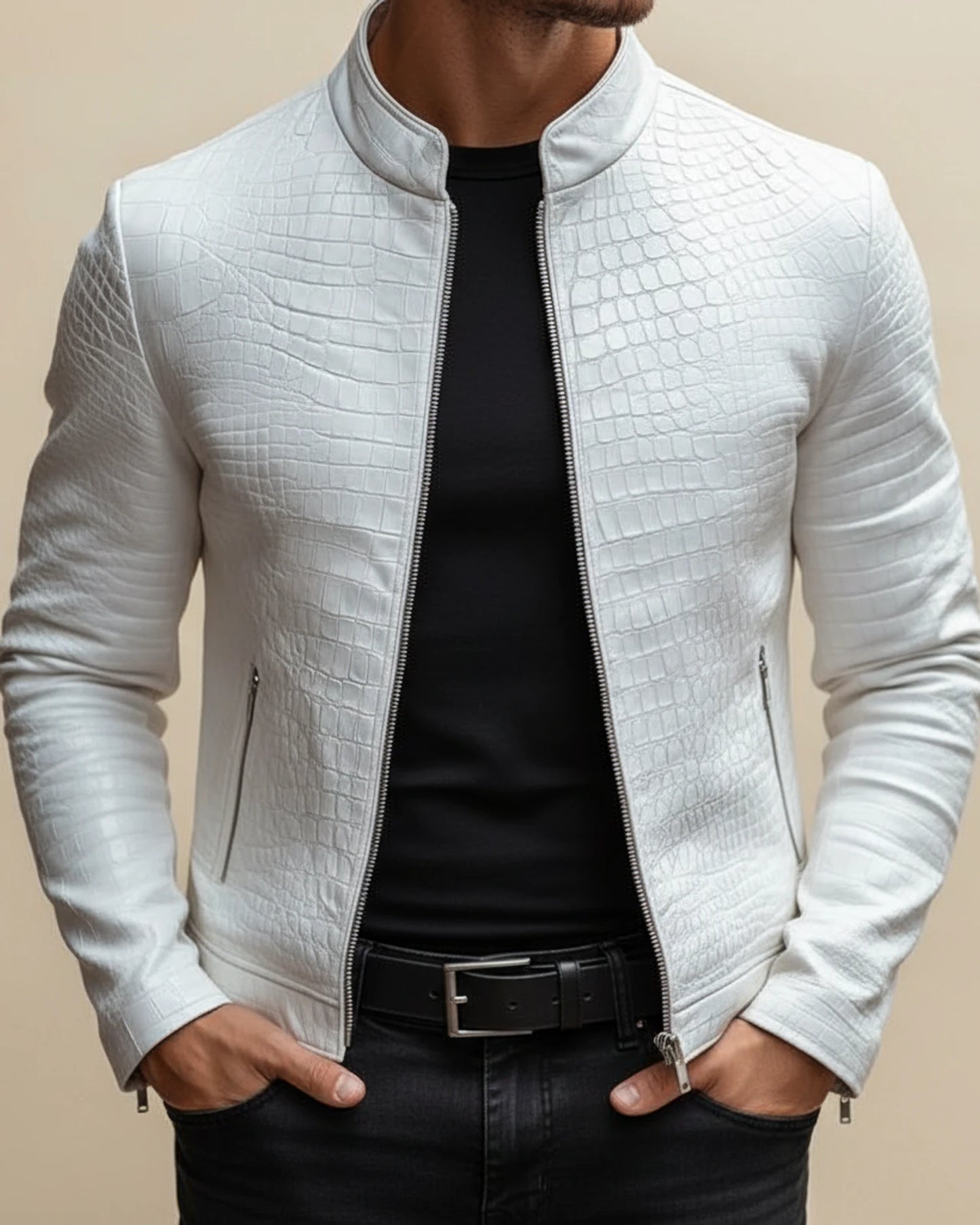 Men's Slim Fit Croc Embossed Jacket