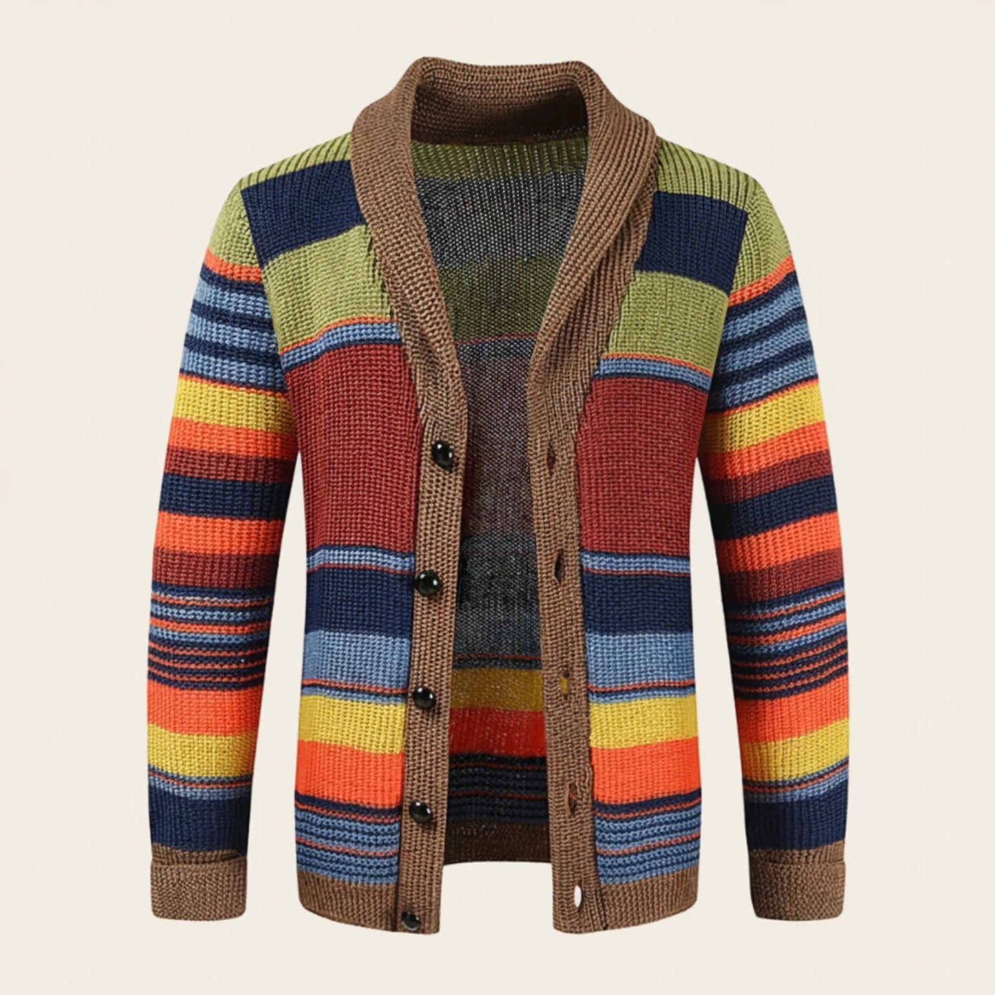Men's Winter Striped Shawl Cardigan Sweater