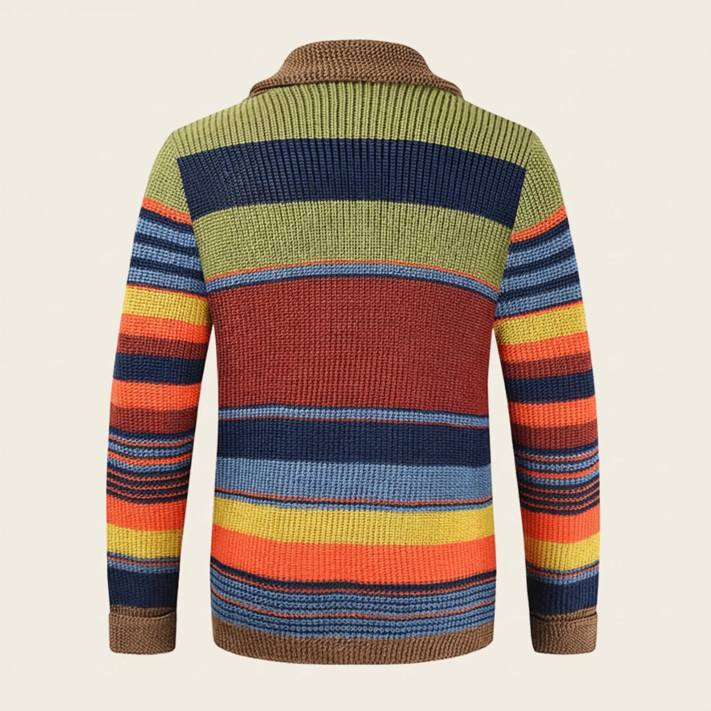 Men's Winter Striped Shawl Cardigan Sweater