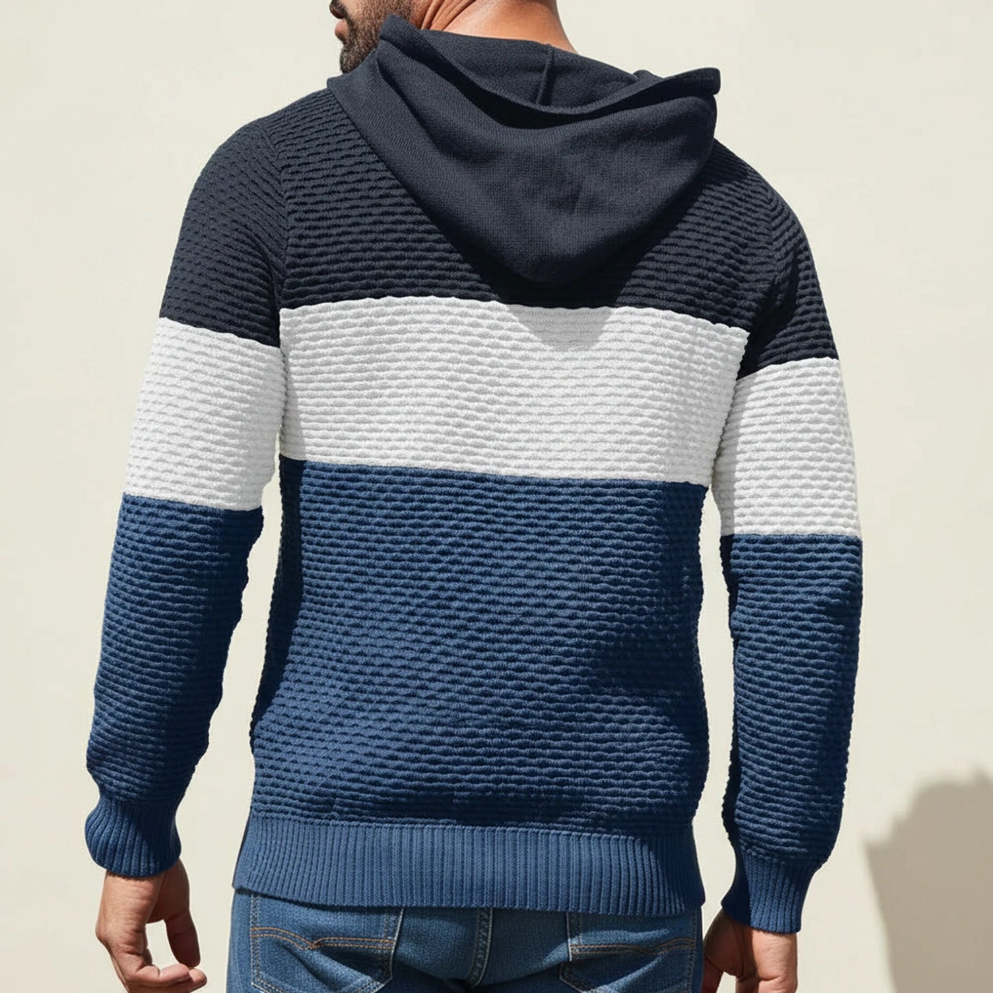 Men's Block Stripe Knit Hoodie