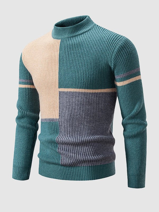 Men's Color Block Ribbed Knit Sweater - Image 1