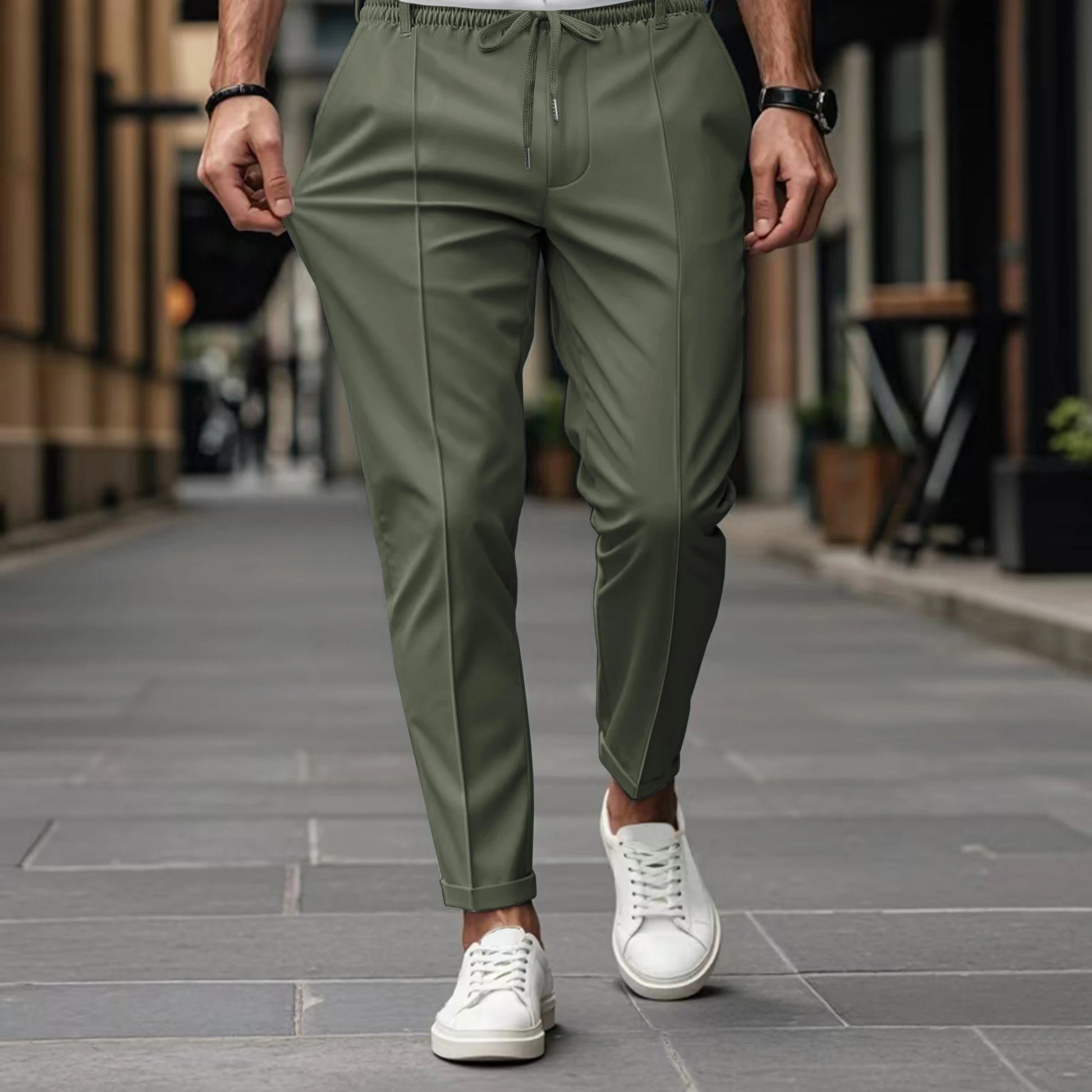 Men's Drawstring Straight Leg Pants - Image 1