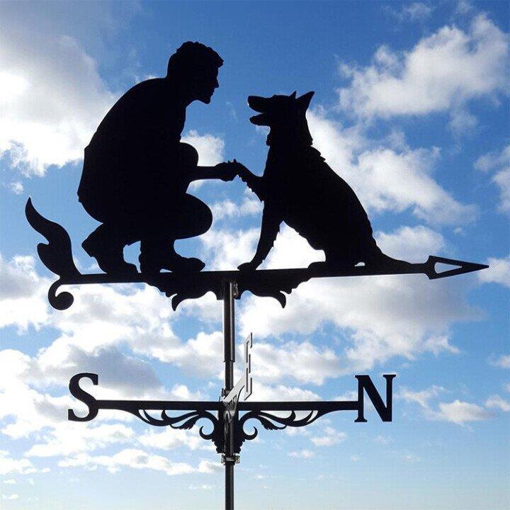 Metal Weather Vane with Cartoon Animal Theme – Durable Wind Indicator for Garden and Roof