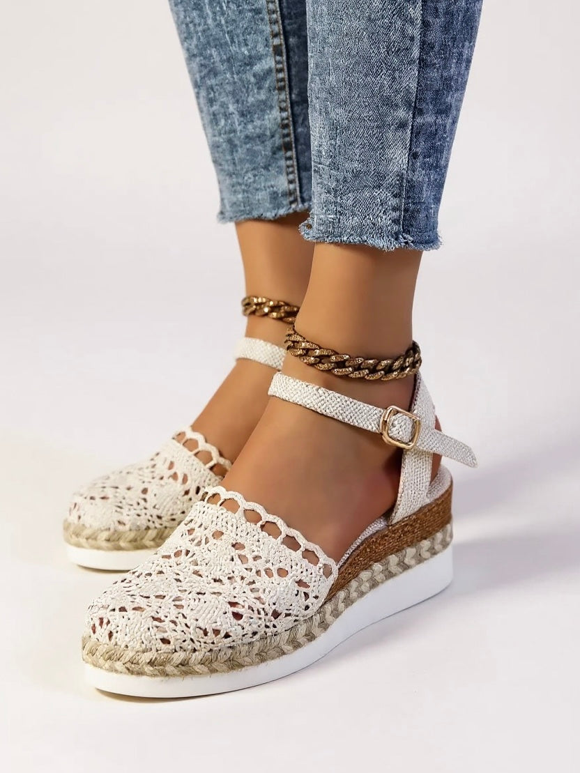 Mia | Effortless Boho Wedge Espadrille Ankle Strap Sandals