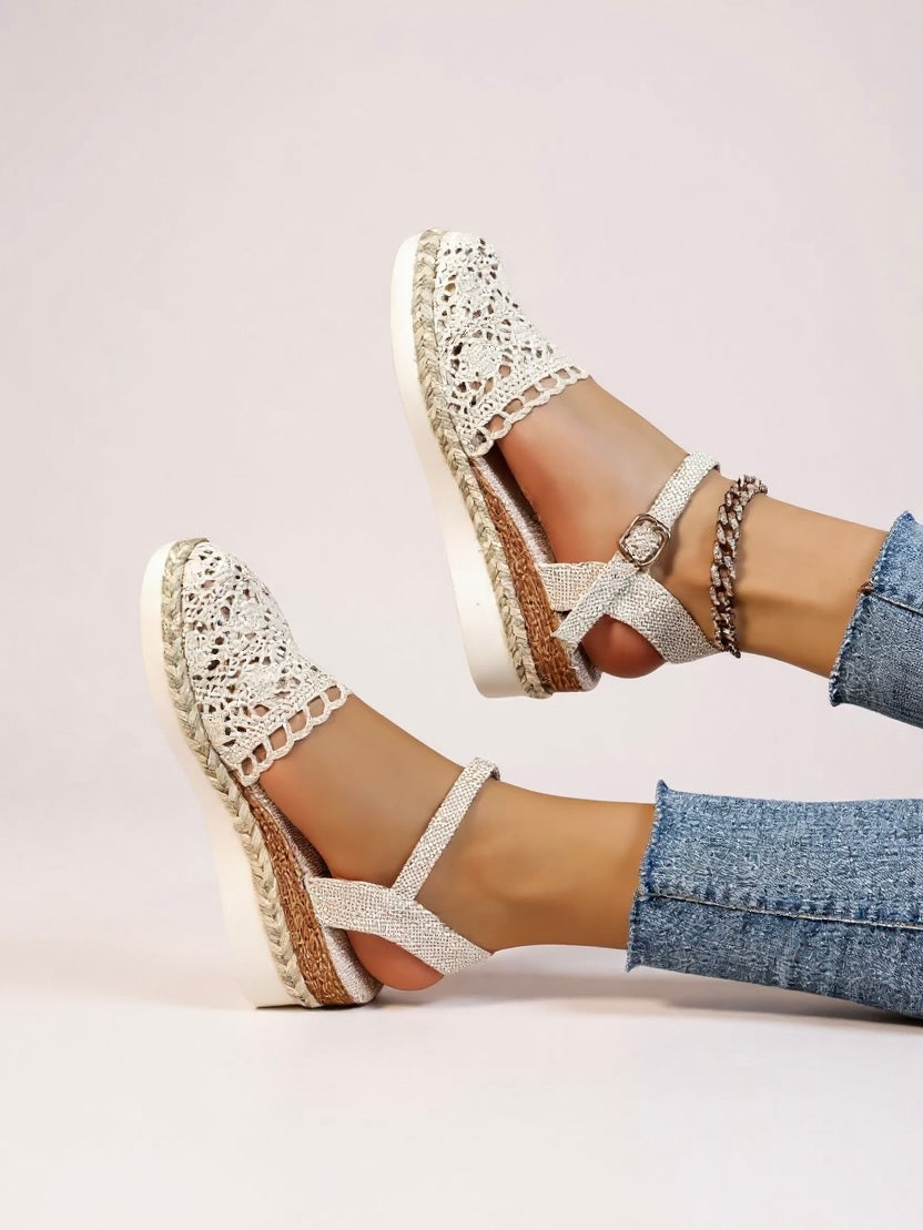 Mia | Effortless Boho Wedge Espadrille Ankle Strap Sandals