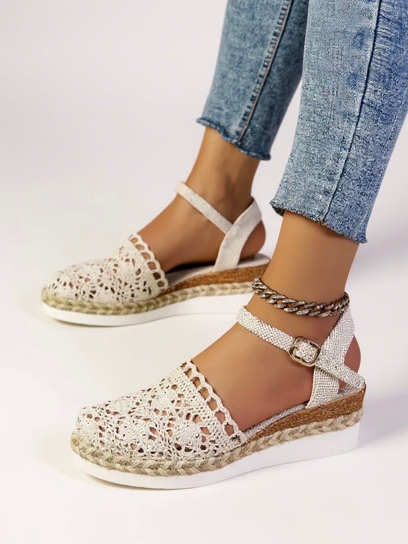 Mia | Effortless Boho Wedge Espadrille Ankle Strap Sandals