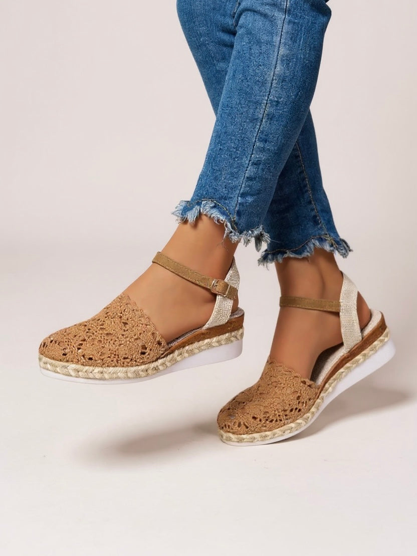 Mia | Effortless Boho Wedge Espadrille Ankle Strap Sandals