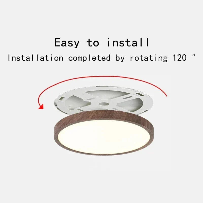 Modern Circular Ultrathin Wooden LED Ceiling Light Fixture