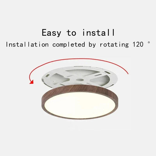 Modern Circular Ultrathin Wooden LED Ceiling Light Fixture