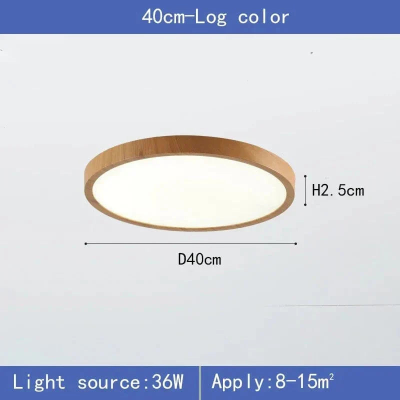 Modern Circular Ultrathin Wooden LED Ceiling Light Fixture