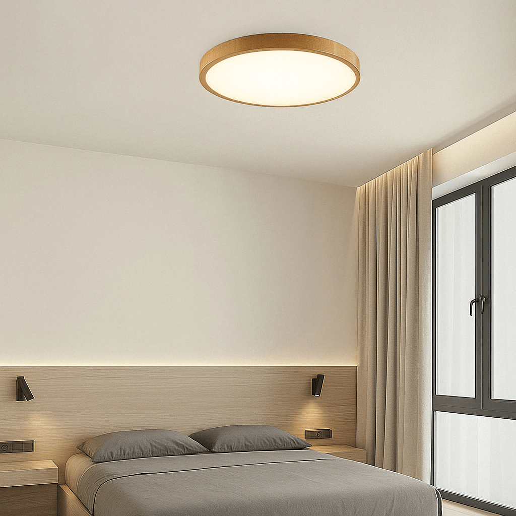 Modern Circular Ultrathin Wooden LED Ceiling Light Fixture