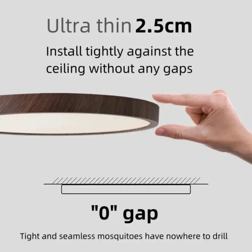 Modern Circular Ultrathin Wooden LED Ceiling Light Fixture