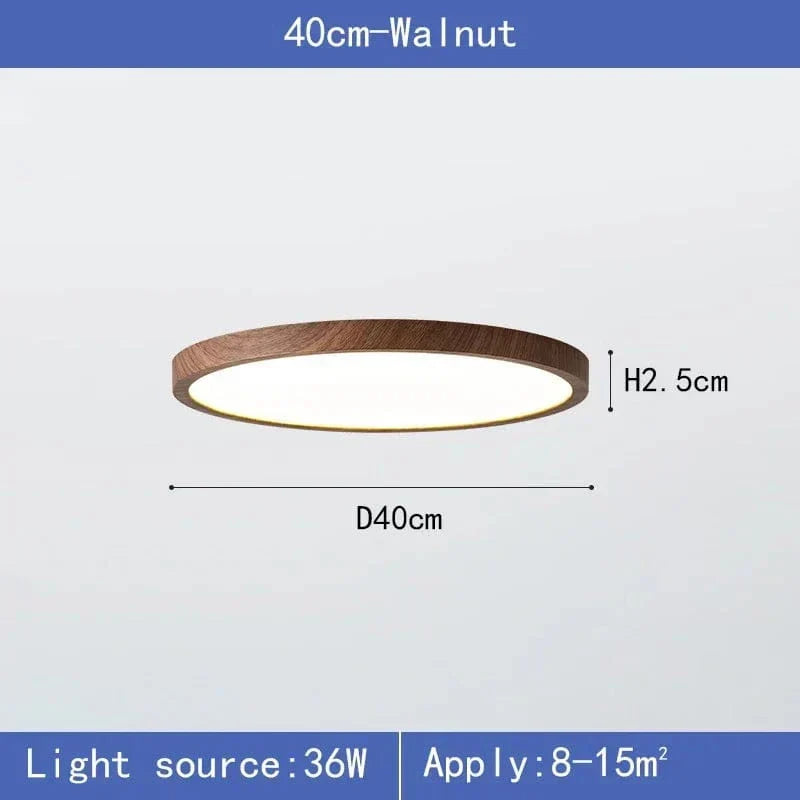 Modern Circular Ultrathin Wooden LED Ceiling Light Fixture