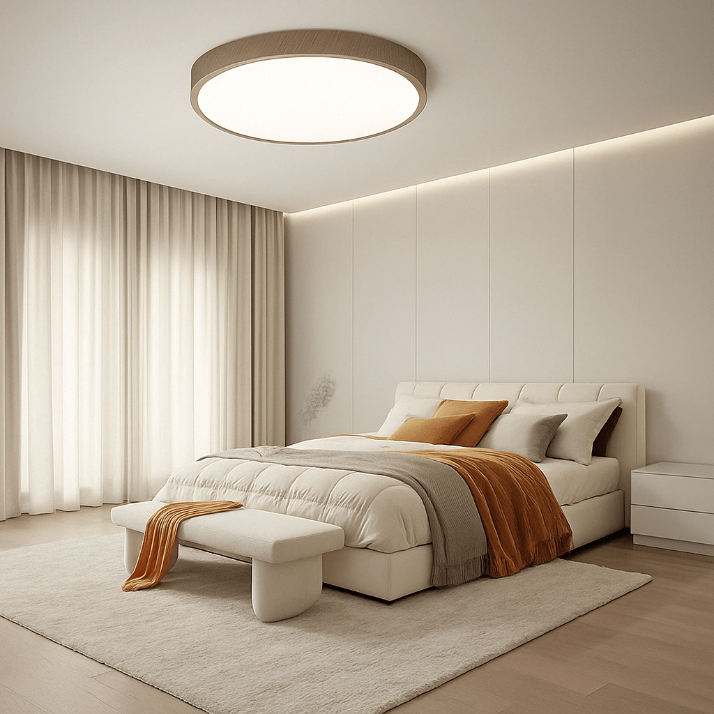 Modern Circular Ultrathin Wooden LED Ceiling Light Fixture