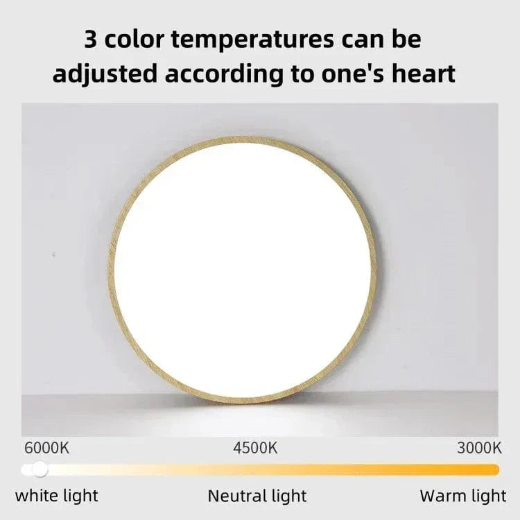 Modern Circular Ultrathin Wooden LED Ceiling Light Fixture