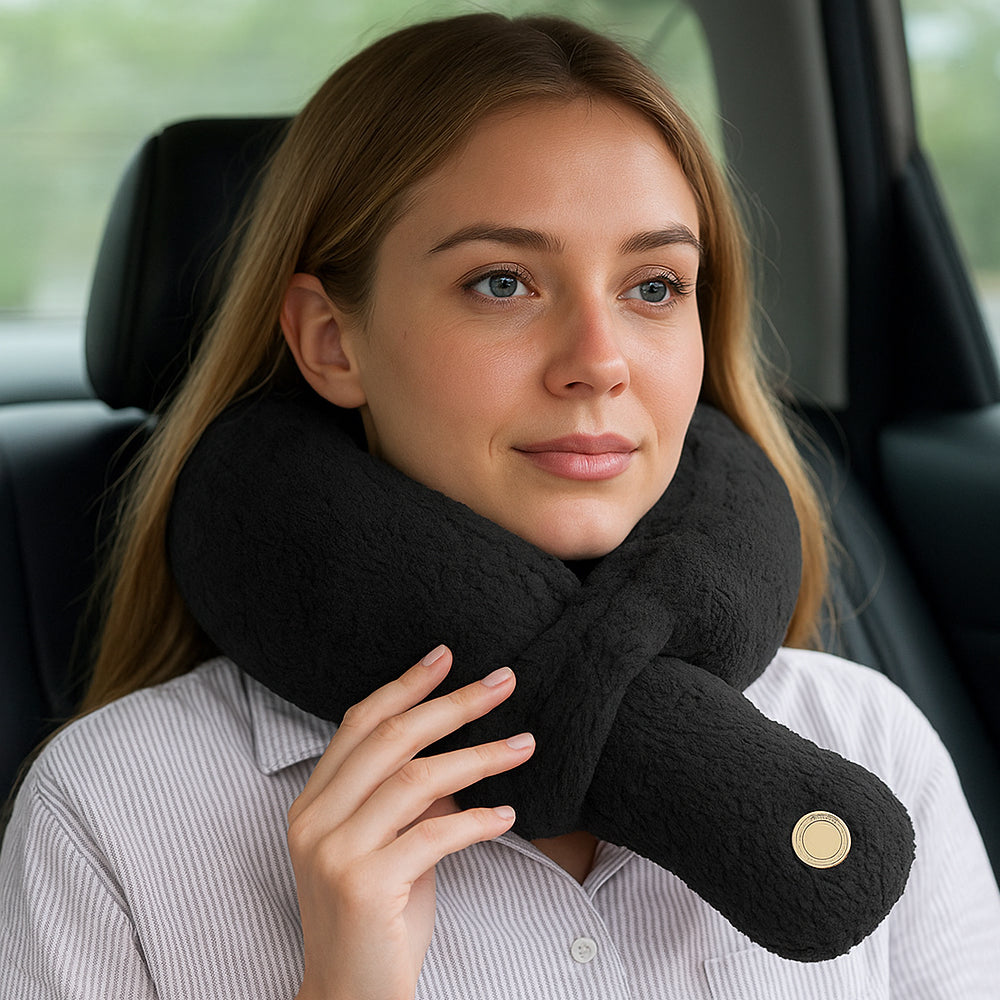 Neck Pillow with Built-in Massage - Perfect for Road Trips, Flights, etc.