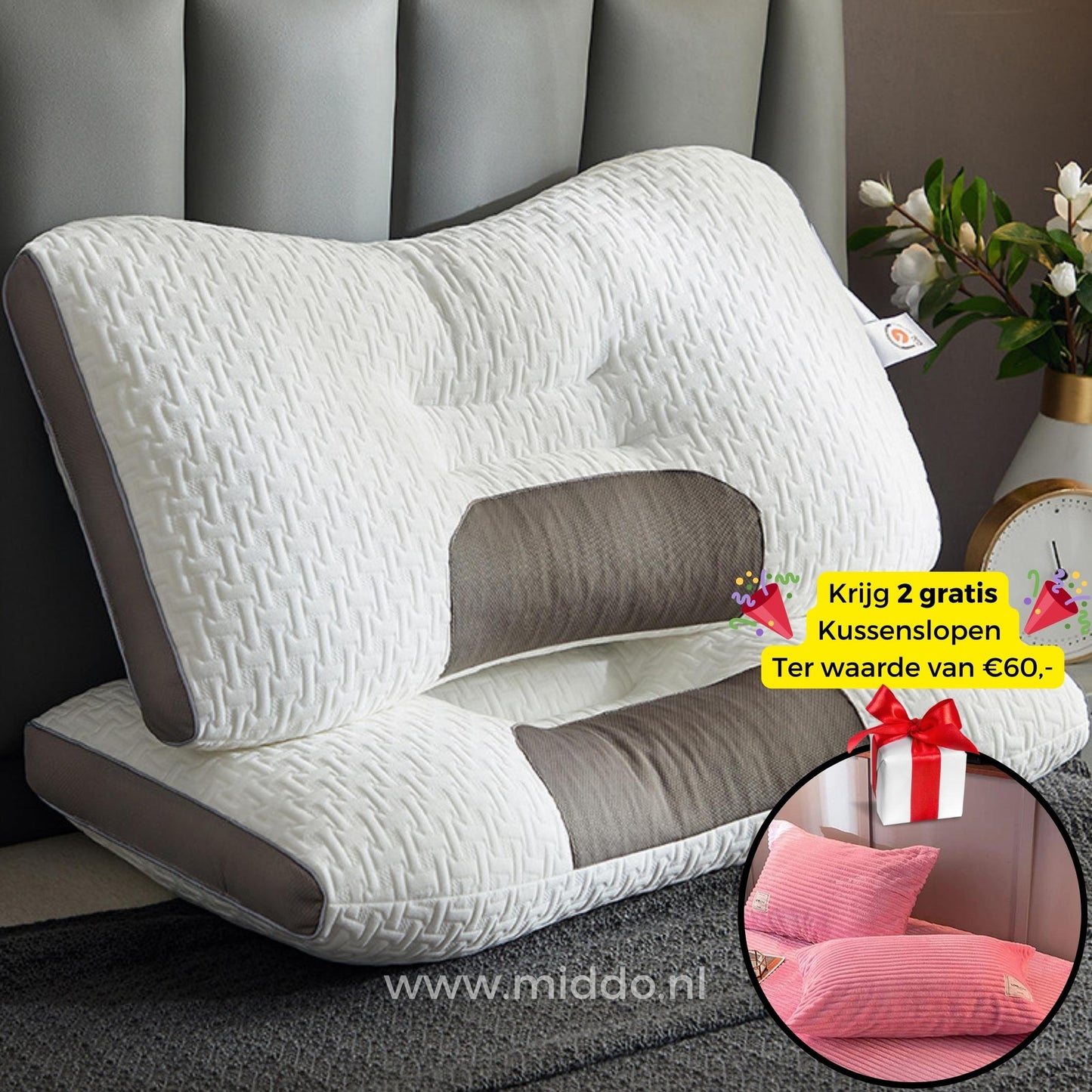 Neck Support Pillow for Back and Side Sleepers: DreamGuard Pro™ + Free Velvet Fleece Pillowcases!