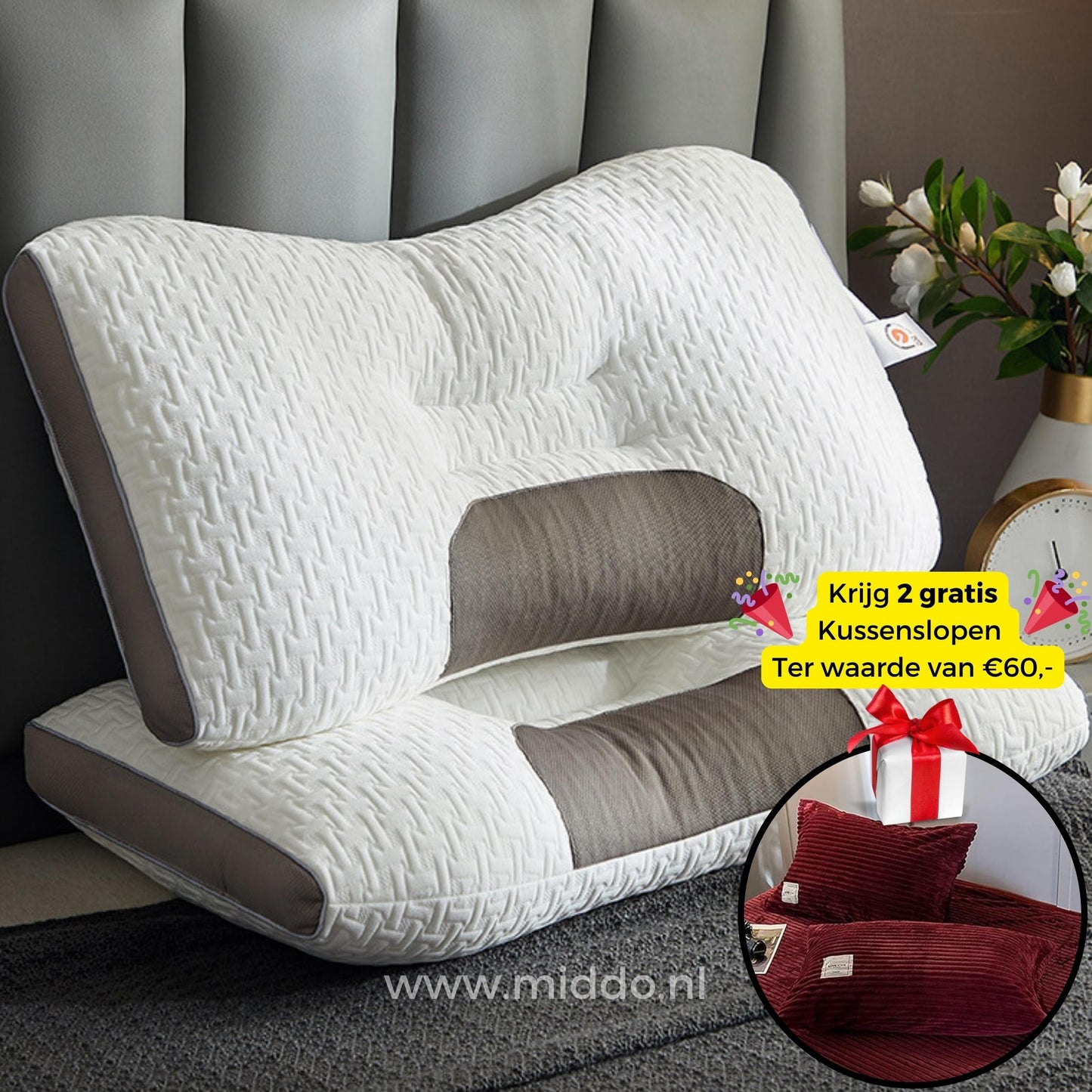 Neck Support Pillow for Back and Side Sleepers: DreamGuard Pro™ + Free Velvet Fleece Pillowcases!