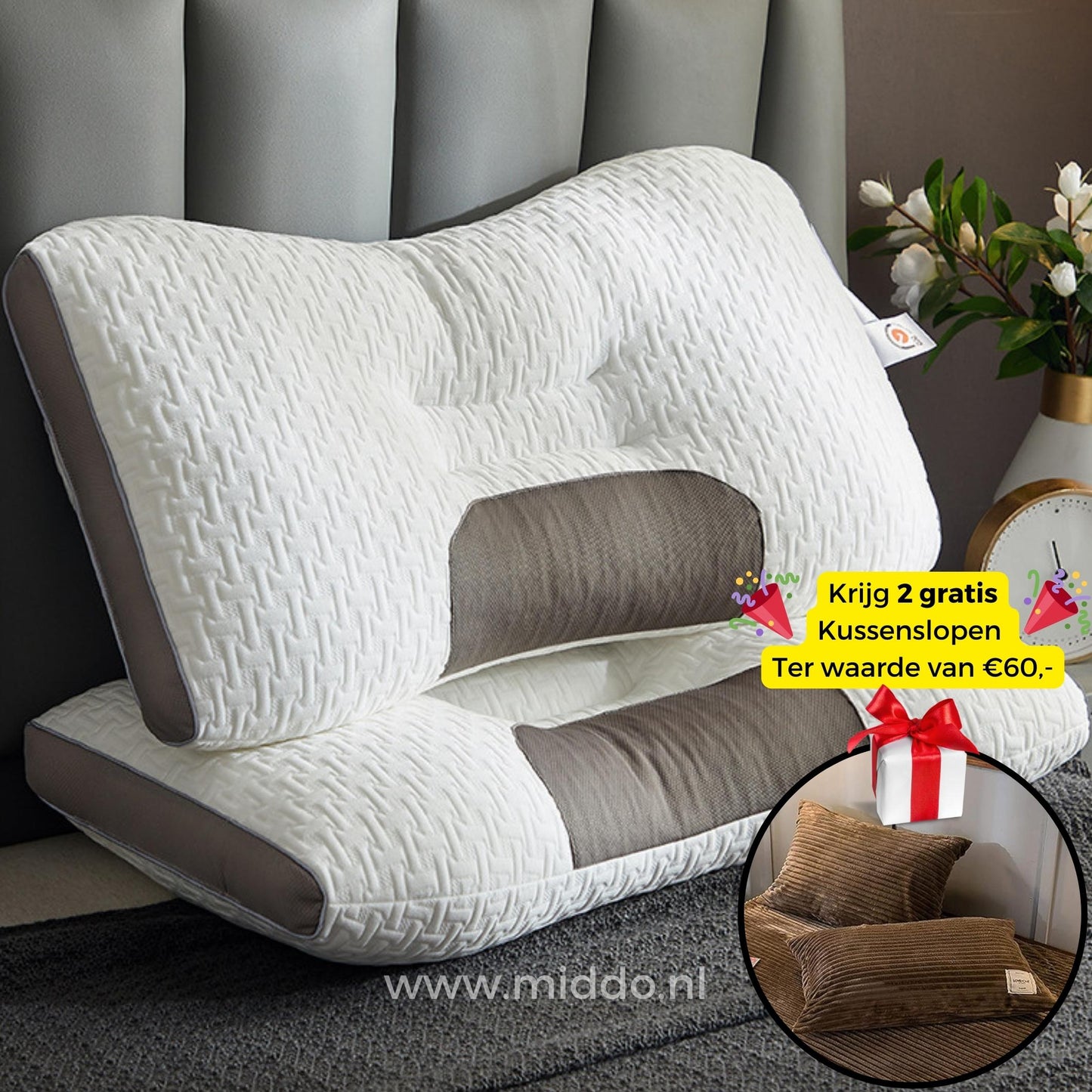 Neck Support Pillow for Back and Side Sleepers: DreamGuard Pro™ + Free Velvet Fleece Pillowcases!