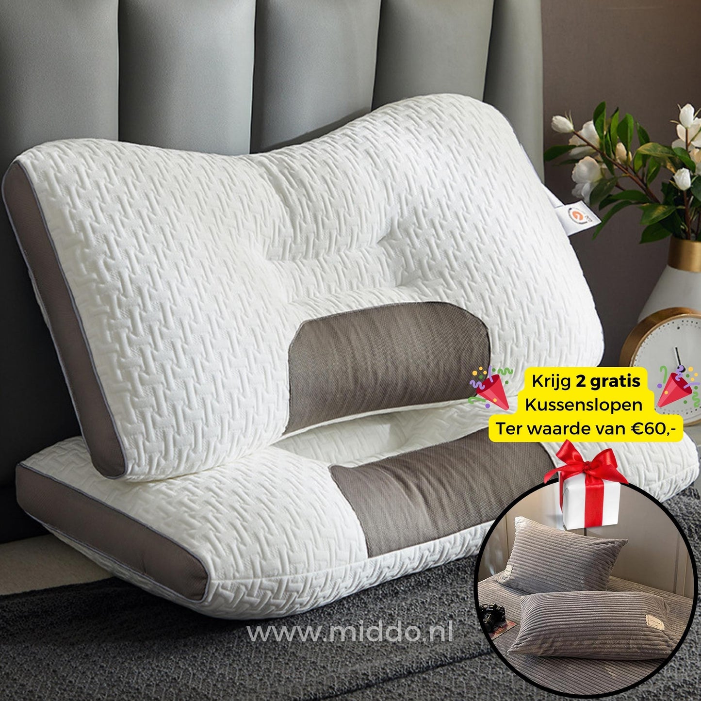 Neck Support Pillow for Back and Side Sleepers: DreamGuard Pro™ + Free Velvet Fleece Pillowcases!