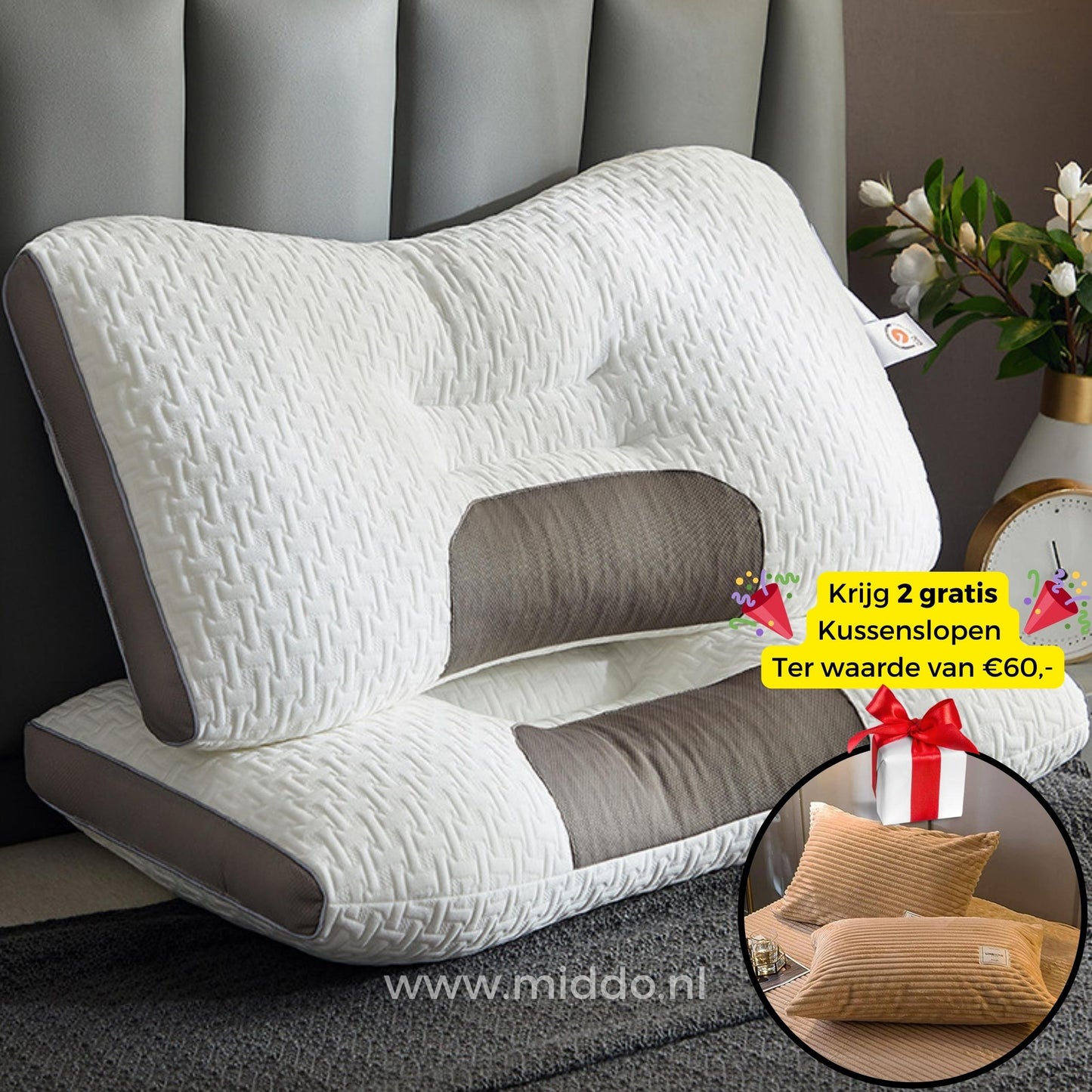 Neck Support Pillow for Back and Side Sleepers: DreamGuard Pro™ + Free Velvet Fleece Pillowcases!