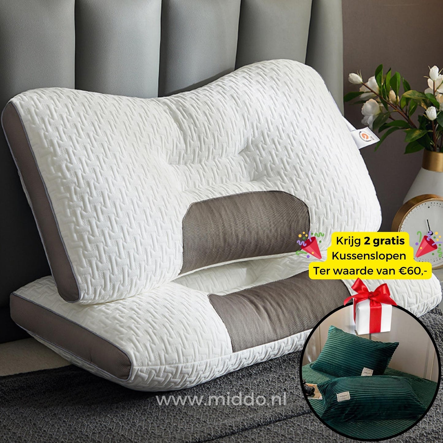 Neck Support Pillow for Back and Side Sleepers: DreamGuard Pro™ + Free Velvet Fleece Pillowcases!