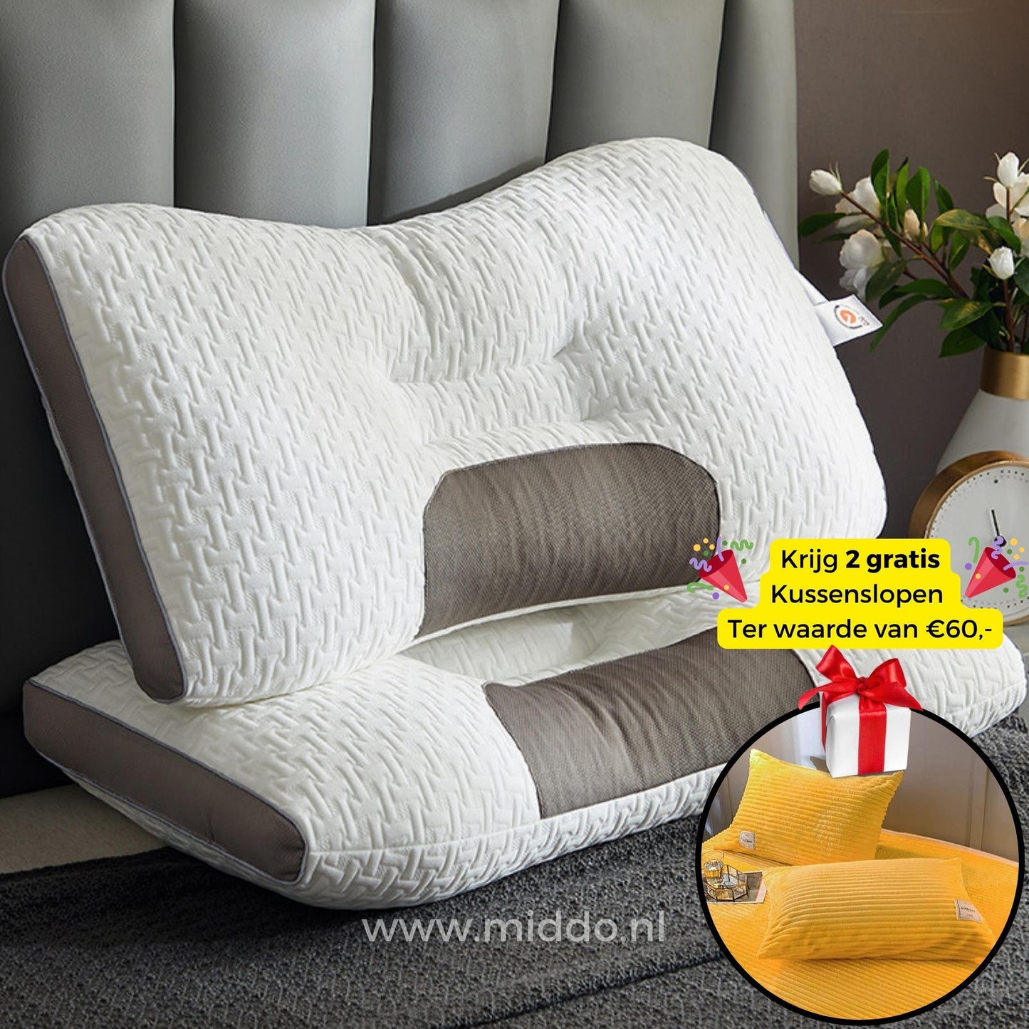 Neck Support Pillow for Back and Side Sleepers: DreamGuard Pro™ + Free Velvet Fleece Pillowcases!