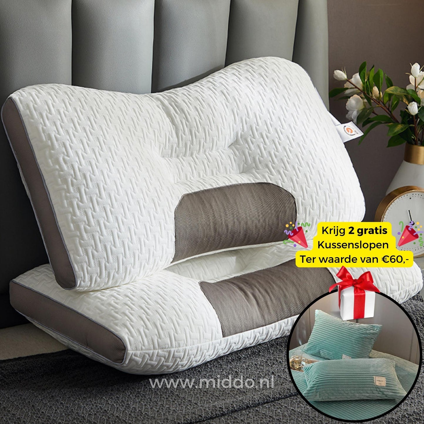 Neck Support Pillow for Back and Side Sleepers: DreamGuard Pro™ + Free Velvet Fleece Pillowcases!