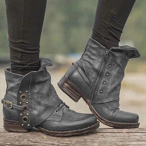 Non-Slip Ankle Boots with Side Zipper