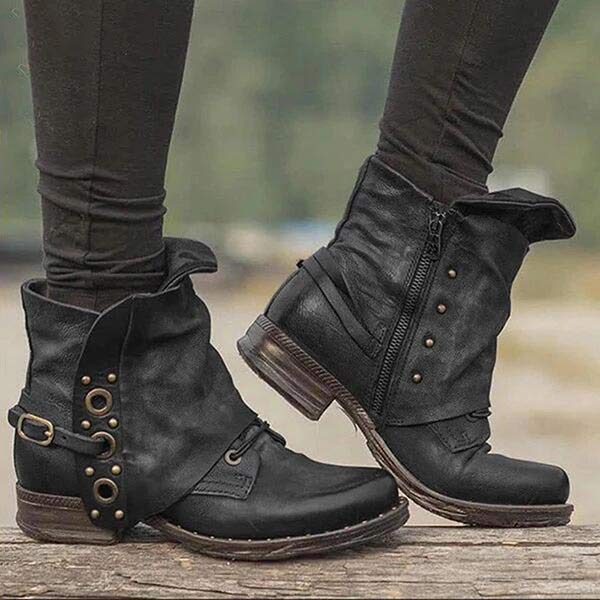 Non-Slip Ankle Boots with Side Zipper