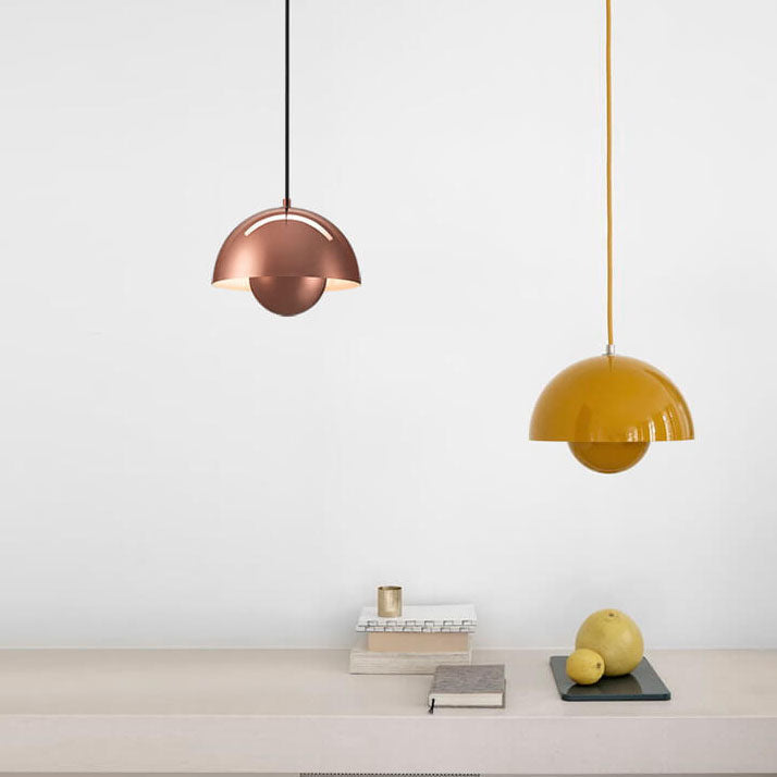 Nordic Pendant Lamp with Metal Dome Shade – Adjustable Pendant Light for Scandinavian Style Kitchen Lighting