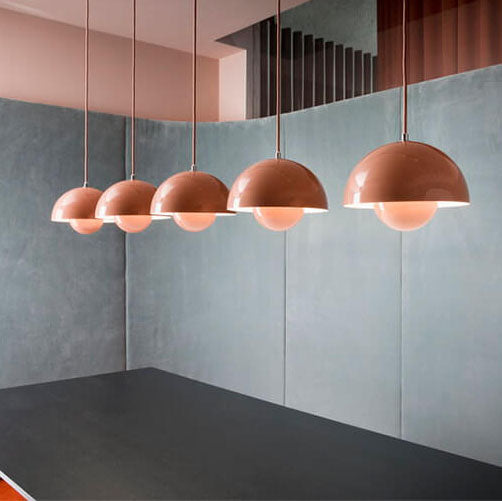 Nordic Pendant Lamp with Metal Dome Shade – Adjustable Pendant Light for Scandinavian Style Kitchen Lighting