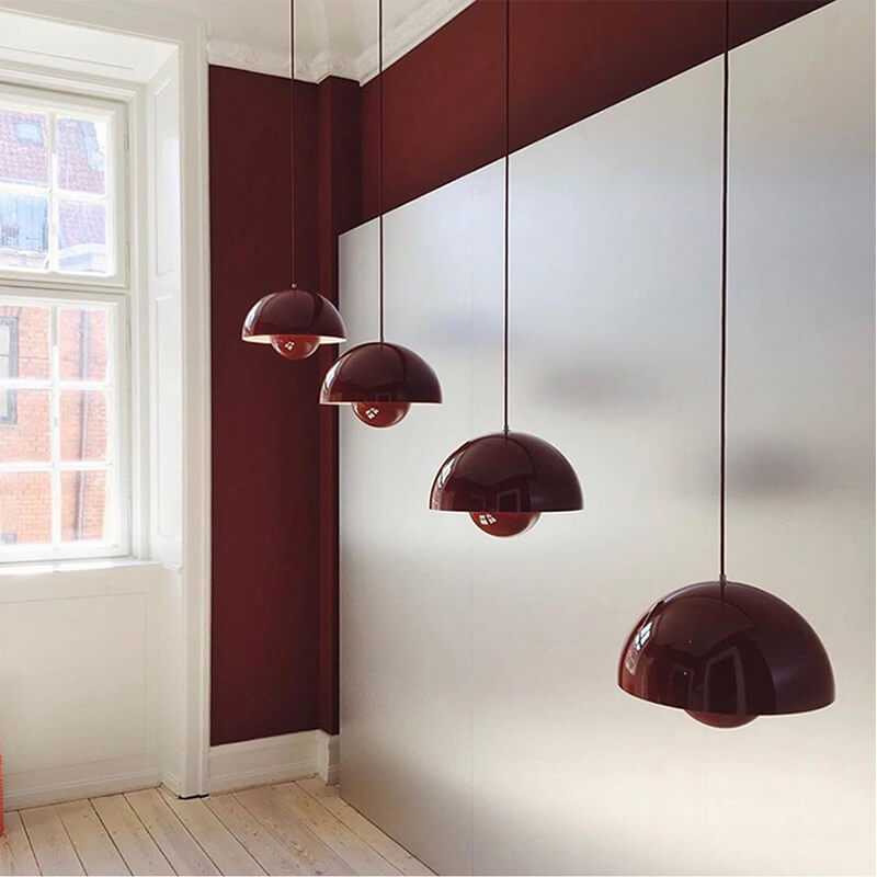 Nordic Pendant Lamp with Metal Dome Shade – Adjustable Pendant Light for Scandinavian Style Kitchen Lighting