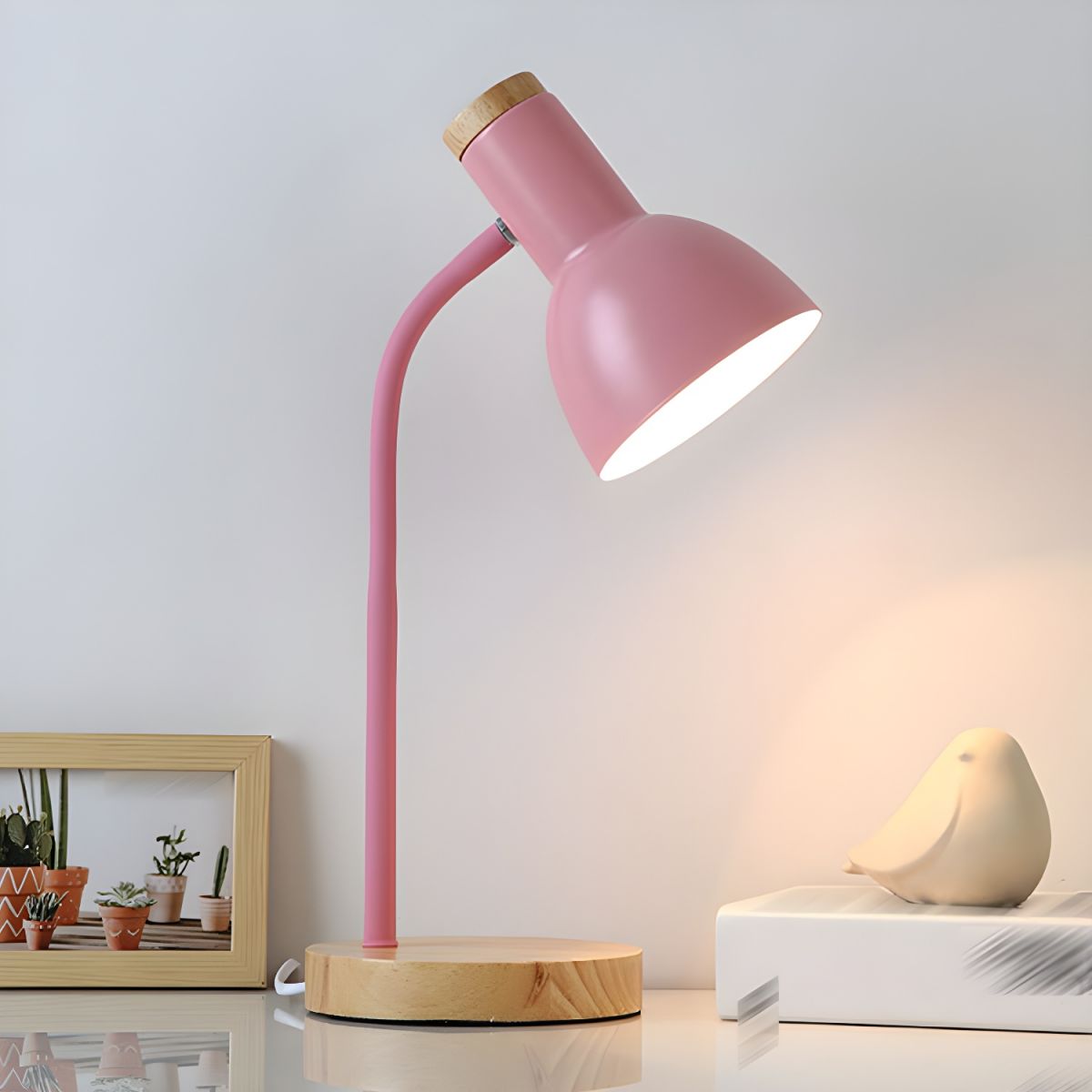 Nordic-Style Table Lamp with Wooden Base