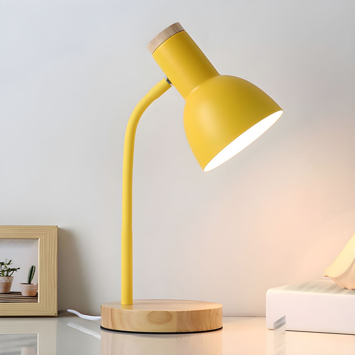 Nordic-Style Table Lamp with Wooden Base