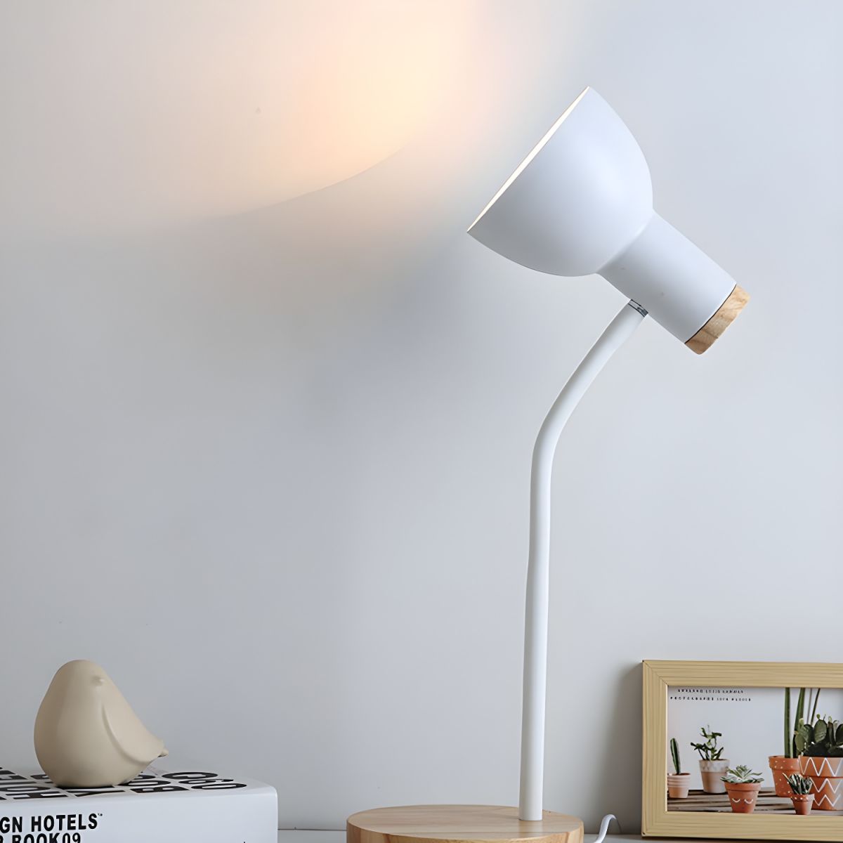 Nordic-Style Table Lamp with Wooden Base