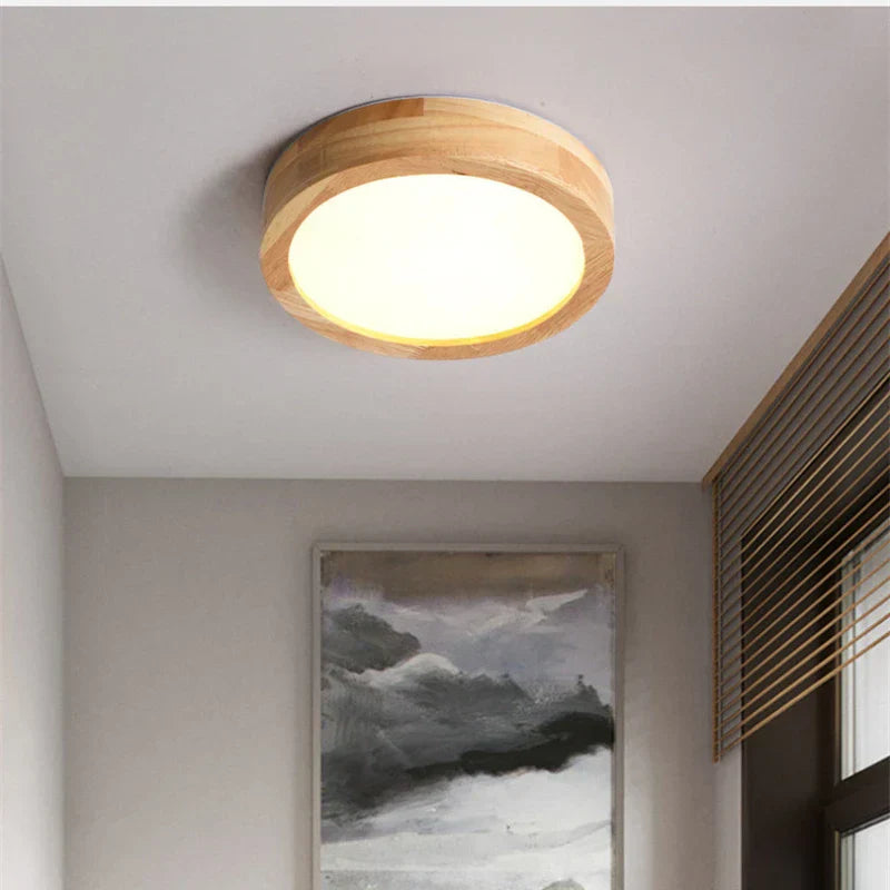 NordicGlo - Round Scandinavian Solid Wood Ceiling Lamp