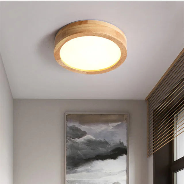 NordicGlo - Round Scandinavian Solid Wood Ceiling Lamp