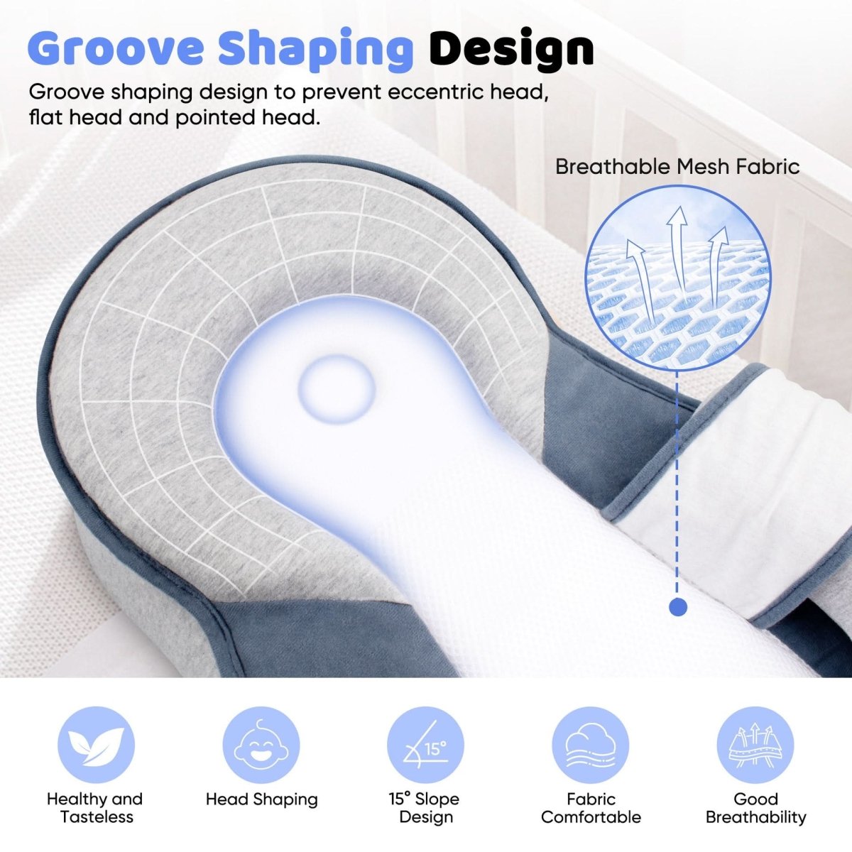 Orthopedic Pillow for Infants – Ergonomic Positioning Pillow, 100% Cotton, Support for Healthy Development