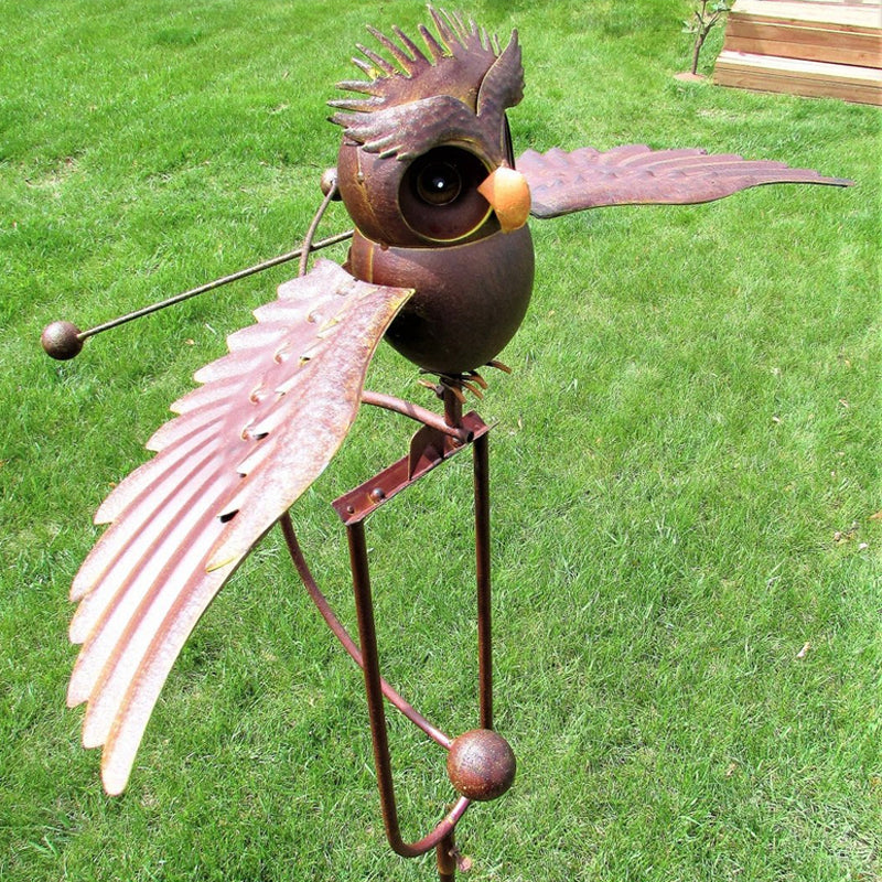 Outdoor Garden Decoration: Eagle and Owls in Metal