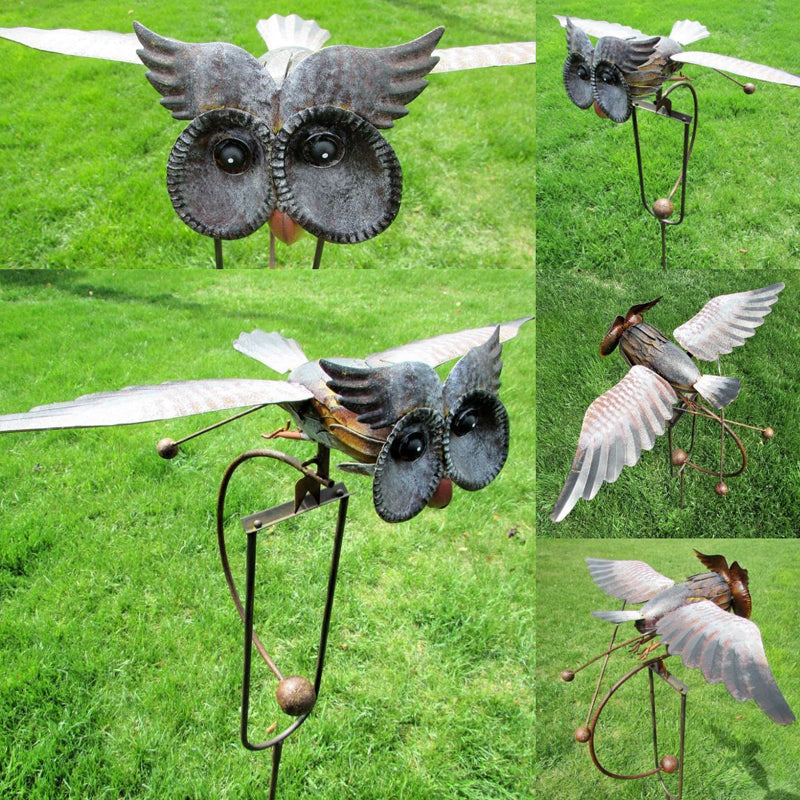 Outdoor Garden Decoration: Eagle and Owls in Metal