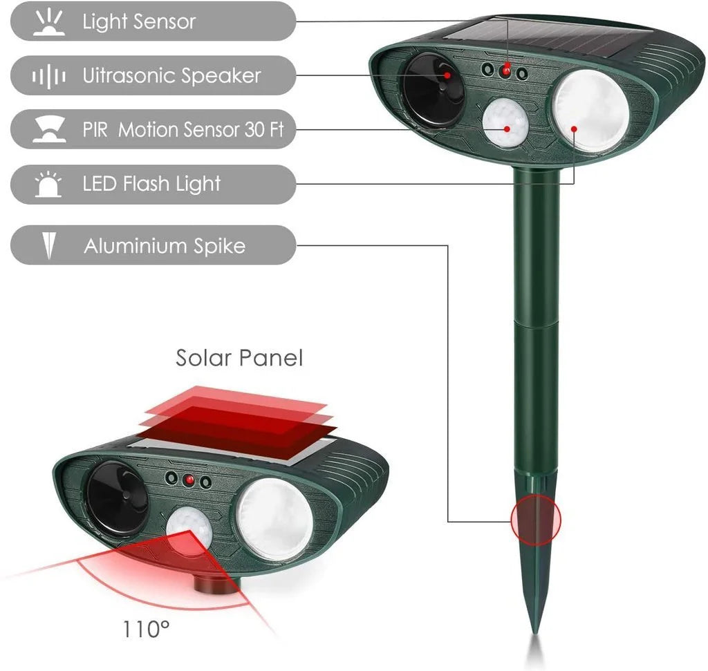 Outdoor Solar-Powered Ultrasonic Deer Repeller for Gardens