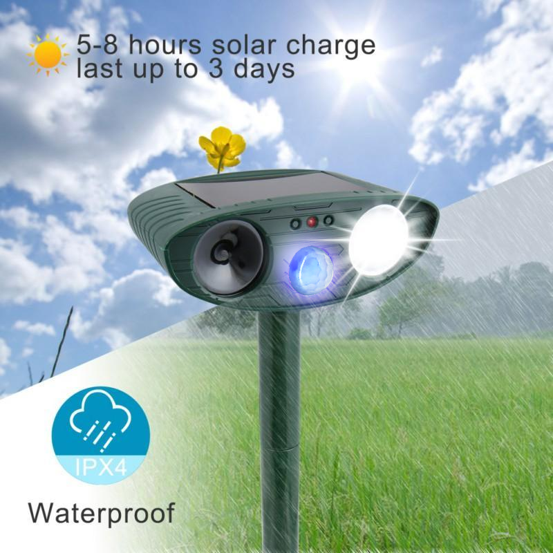 Outdoor Solar-Powered Ultrasonic Deer Repeller for Gardens