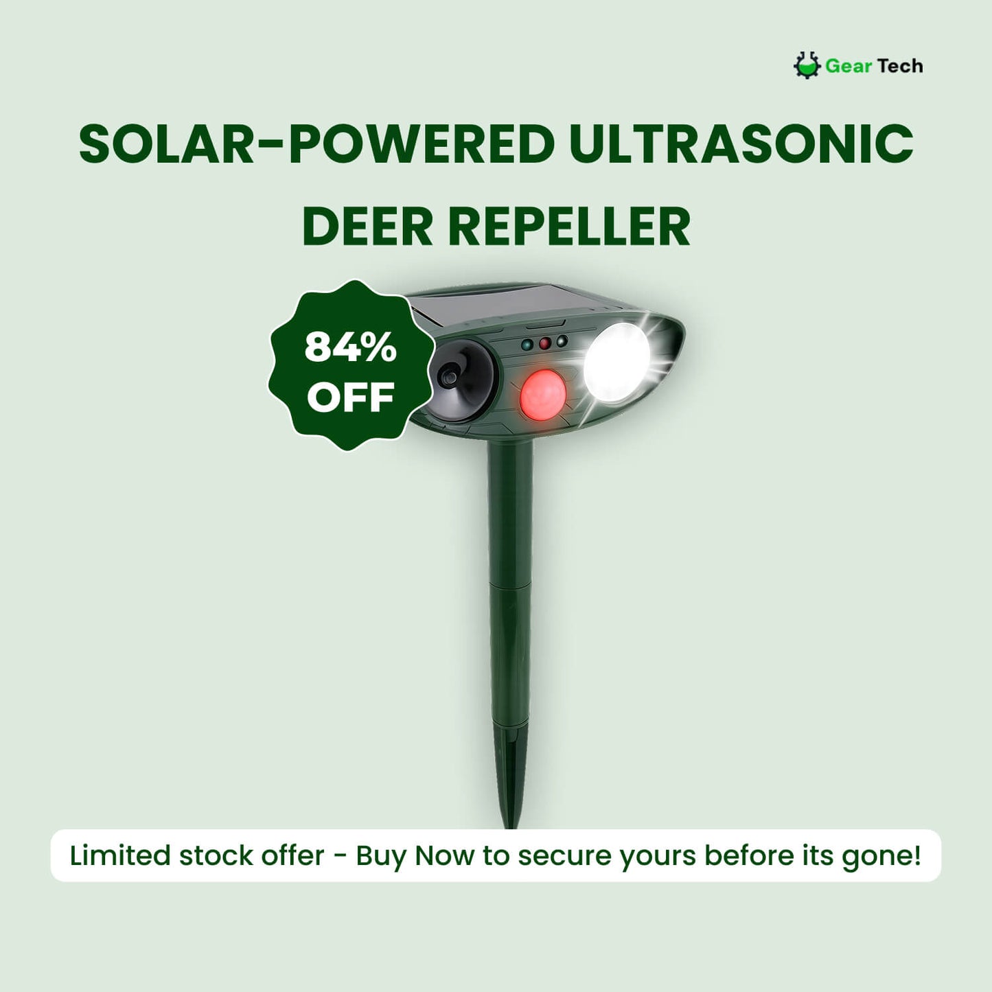 Outdoor Solar-Powered Ultrasonic Deer Repeller for Gardens