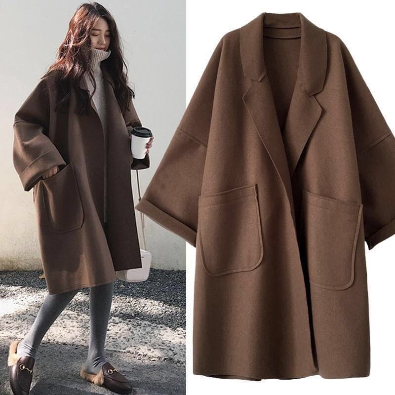 Oversized Wool Blend Trench Coat