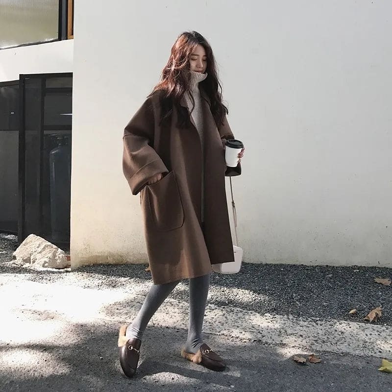 Oversized Wool Blend Trench Coat